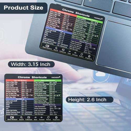 Chromebook Shortcuts Stickers - 2 Pack for 11.6-15.6" Screens