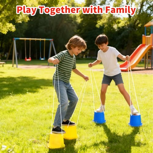 12-Pack Kids Balancing Stilts with Adjustable Rope • 4-Color Bucket Stilts Toys