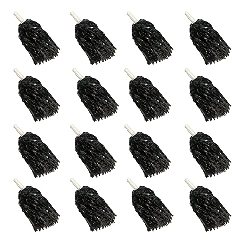 Black 16PCS Cheerleading Pom Poms Metallic Foil with Baton Handle for Sports & Dance