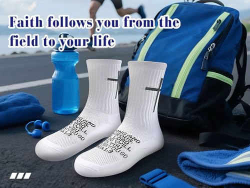 Men's Christian Grip Socks - Anti-Slip Design, Joshua 1:9