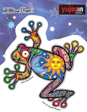 Night Day Frog Vinyl Sticker - 4.5" x 4.2" Weather-Resistant Die-Cut Decal