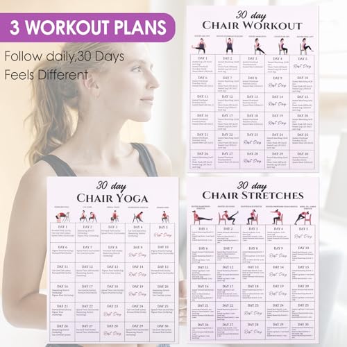 Chair Yoga Chart Poster Set - 30-Day Challenge, 6-Pack