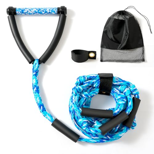 25 FT Wakesurf Rope with EVA Handle - Wavy Blue