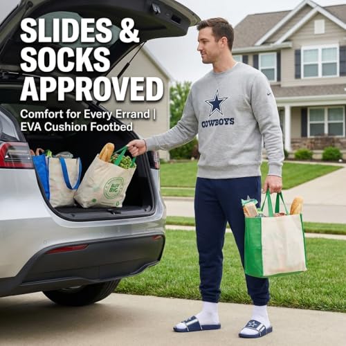 Dallas Cowboys Slides for Men - Water Resistant EVA Foam Sandals - Large