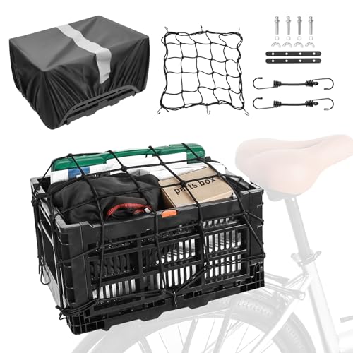 Folding Bicycle Cargo Basket - Collapsible Rear Bike Storage