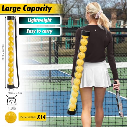 Retrora Pickleball Ball Picker Upper Tube - Lightweight Retriever with Shoulder Strap