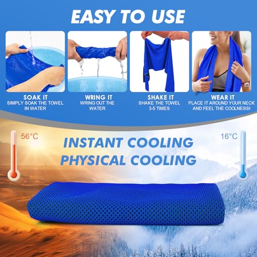 Cooling Towels 4-Pack (47"x12") - Dark Blue, Dark Gray, Lake Blue, Black