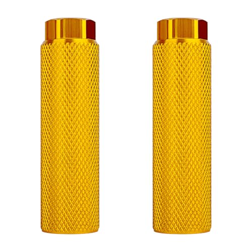 Yellow Bike Pegs for 3/8 Inch Axles - Aluminum Alloy BMX & Mountain Bike Stunt Pegs 100x28mm
