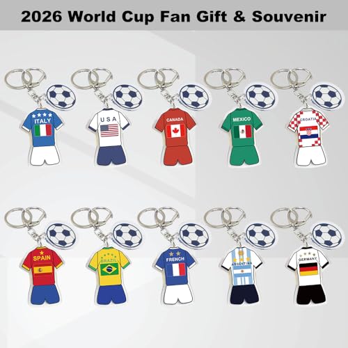 2026 World Cup Soccer Keychain - Fan Souvenir Gift - 2-Piece Set: Argentina