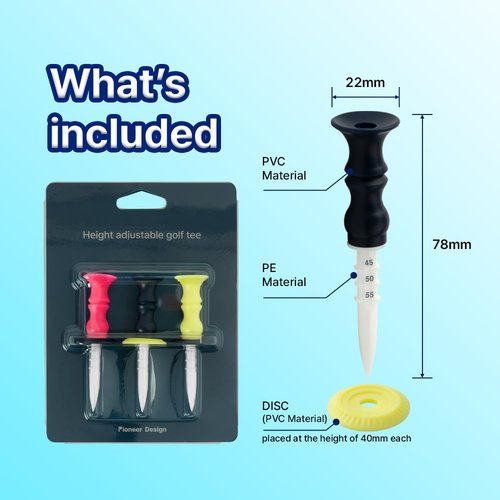 Motex Pioneer Design Height Adjustable Golf Tees - PID-GT-02AN