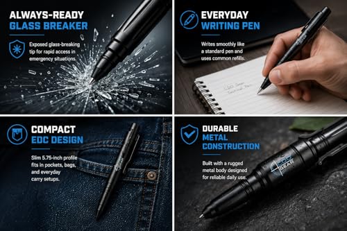 EDC Tactical Pen with Glass Breaking Tip - Everyday Carry Tool
