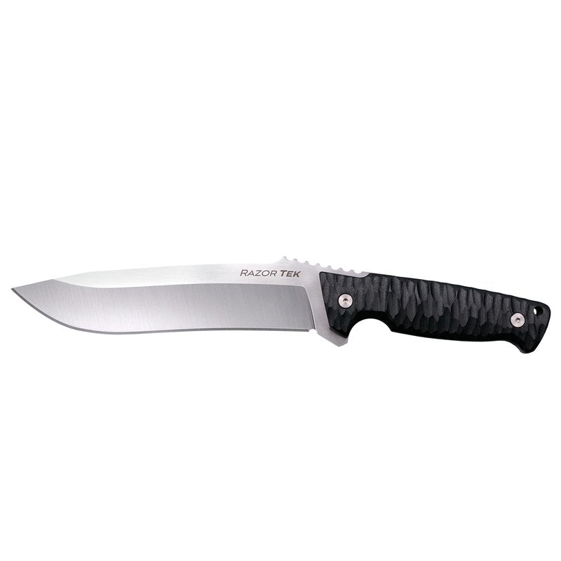 Cold Steel Razor Tek 6.5" 4116 Stainless Steel Recurve Fixed Blade EDC Outdoor Camping Hunting Utility Knife, 5 1/8" Ergonomic Textured Handle, Weather-Resistant Secure-Ex Sheath