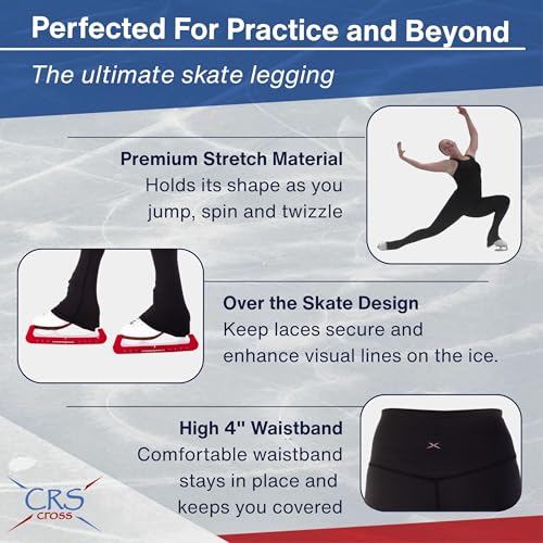 High-Rise Ice Skating Leggings for Women - Over Skate (OS) - Black
