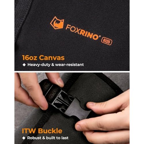 Wrench Roll, Wrench Roll Up Pouch, Gifts for Men Father Dad Mechanic, Heavy Duty Canvas Wrench Organizer Bag (Black, 17+1 SAE)