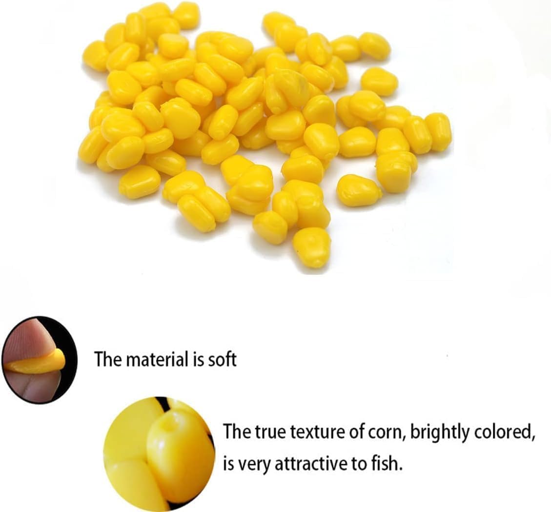 100 pcs TPR Simulation Fake Corn Soft Baits Corn Carp Fishing Lures Floating Baits with Corn Shape for Carp,Trout Fishing,Cat Fish
