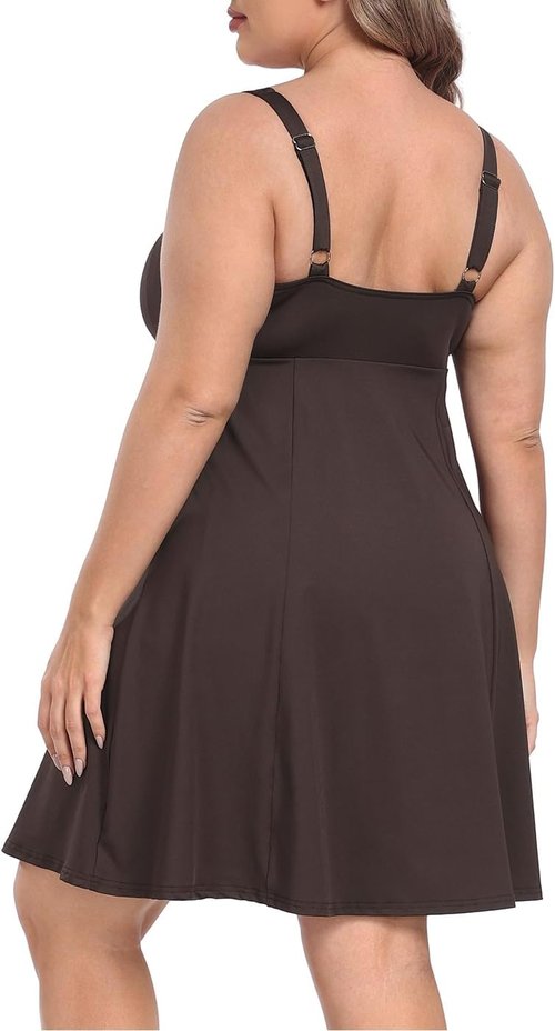 HDE Women's Plus Size Tennis Dress - Athletic Workout Style with Built-In Shorts & Bra