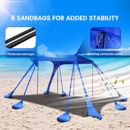 10x10FT Beach Tent Sun Shelter with UPF 50+ Protection