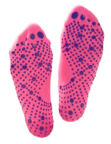 Anti-Slip Grip Socks for Yoga, Dance, Martial Arts - Pink/Purple, Size 8-10