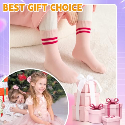Eyean Girls Athletic Crew Socks 6 Pairs for Kids 9-13 Years Striped D