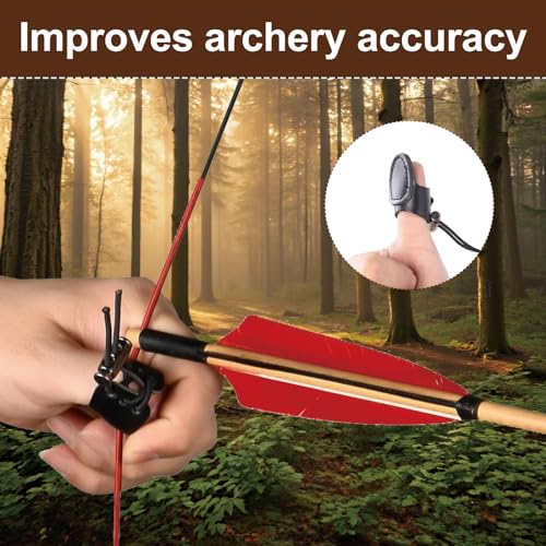 Soft Leather Archery Thumb Ring Protector - Black