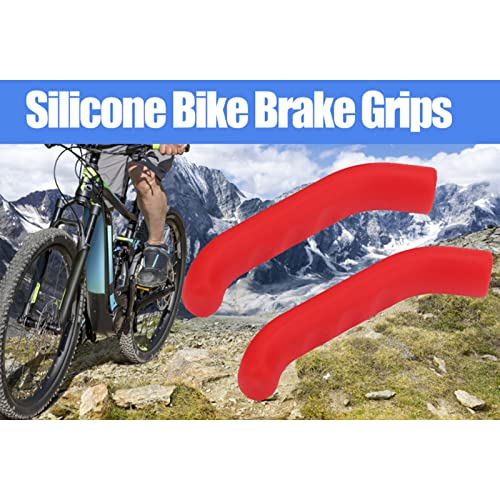 Bicycle Brake Lever Grip Protector - Red Silicone Cover, Anti-Slip