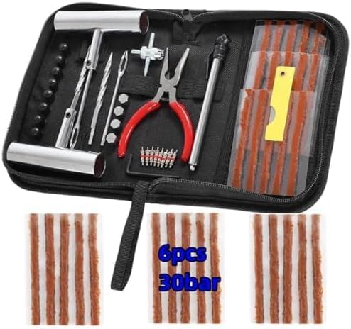 61pcs Tire Repair Kit with Quick Seal for Cars, Trucks, Motorcycles - Universal Tools