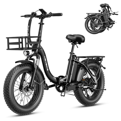 Foldable Electric Bike for Adults - 20" Fat Tire, 1400W Motor, 28 MPH, 600Wh Battery - Solid Black