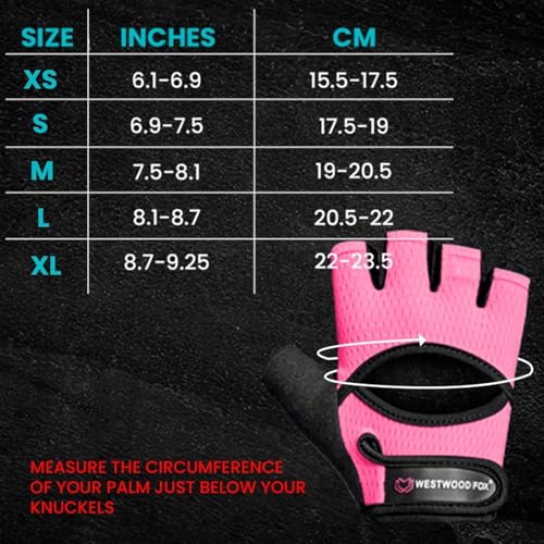 Breathable Weight Lifting Gloves with Palm Protection - Pink, Large