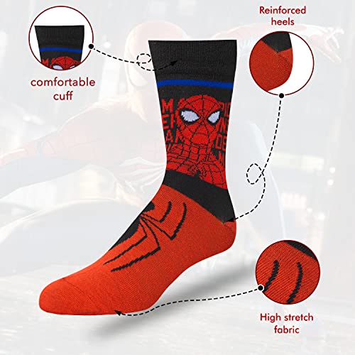 Marvel Spiderman Socks 6-Pack for Men & Boys Large Assorted B