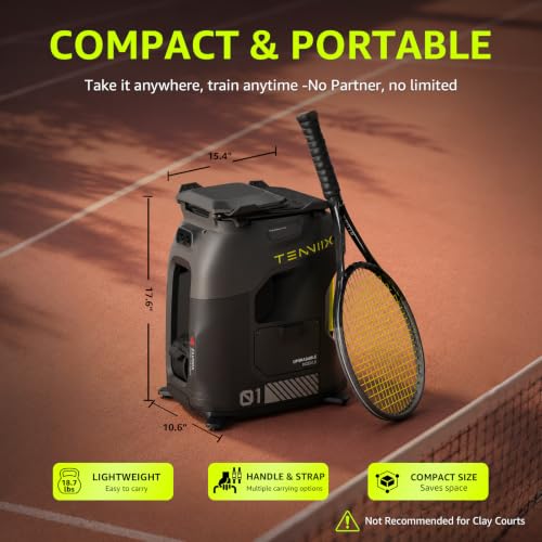 Portable Tennis Ball Machine - 75MPH, 4H Runtime, Voice Control - Black