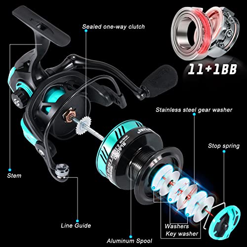 Sougayilang Spinning Combo - 1 Pack 5'6" Graphite & Fiberglass Fishing Rod and Reel Set