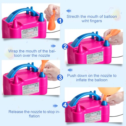 Electric Balloon Pump with Dual Nozzles & Tying Tool - Portable Inflator for Parties
