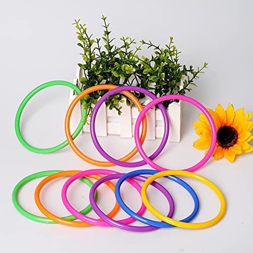 24 Pack Plastic Ring Toss Game for Kids & Adults, Carnival & Backyard Fun