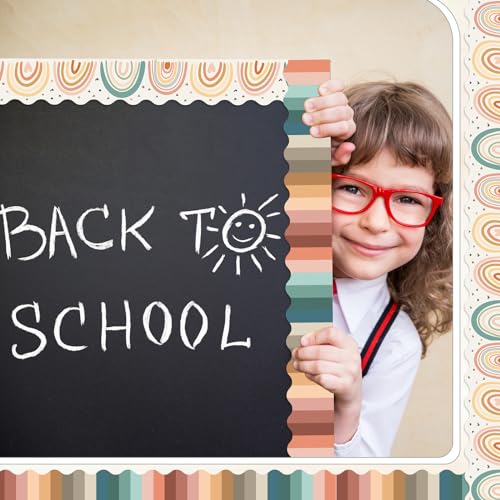 Zonon 2 Pcs 59ft Pastel Bulletin Board Borders Pastel Rainbow Rolled Border Trim Boho Back to School Bulletin Board Decoration for School Classroom Offices