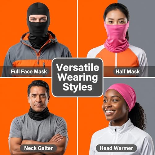 Thin Balaclava Ski Mask - Windproof Full Face Hood - One Size Black+Rose Red