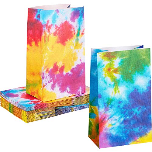 Zonon Tie Dye Paper Bags, 24 Pcs Party Favor Bags for Birthday Gift