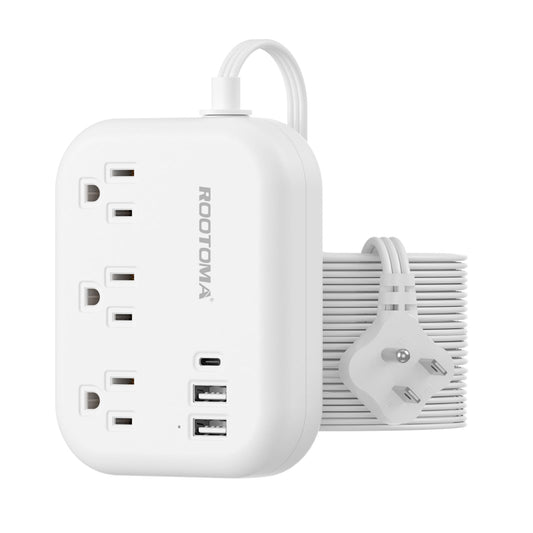 Flat Extension Cord 15 FT Behind Furniture-Ultra Slim Cord Under Carpet, Rug, Door, Long Power Bar with 3 USB 3 Outlets, Low Profile Power Strip for Travel Office Indoor, 1080 Joules Protected