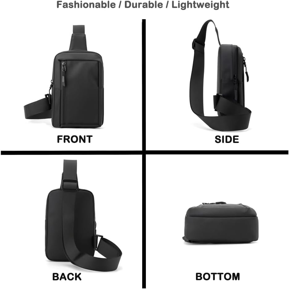 Skiennix Crossbody Bag - Trendy Black Sling Fanny Pack for Men & Women | Ideal for Workout & Running