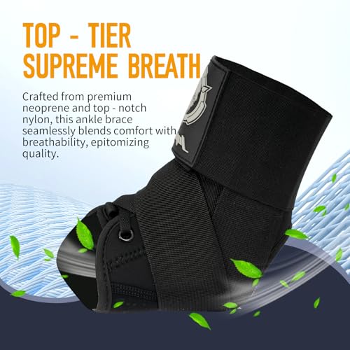 Neoprene Ankle Brace with Dual Springs for Sprains - Blue Medium