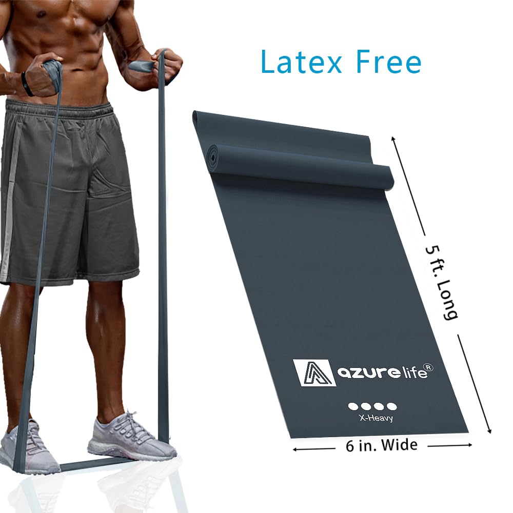 A AZURELIFE Professional Individual Exercise Resistance Bands, Single 5, 6,7 Ft or 8 Yards Elastic Bands, Non-Latex Stretch Bands for PT, Yoga, Pilates, Rehab, at-Home or The Gym Workouts