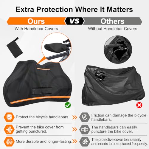 BORDAN 1-Bike Cover on Rear Rack, 74x30x50 in, 600D Waterproof, Includes Bar Cover