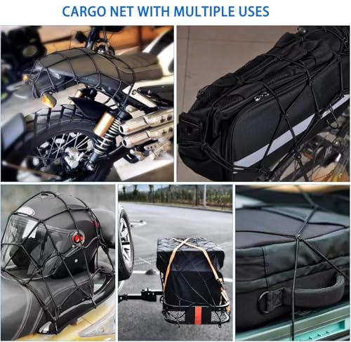 Bike Cargo Net - Expandable Bungee Net with 6 Hooks, 15.7" x 15.7" - 1 Pack