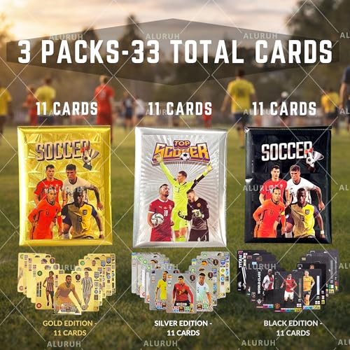 33 Unique Soccer Player Trading Cards - 3 Mystery Packs