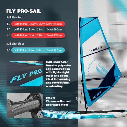 Inflatable Windsurfing Sail & Board Set - Blue, 5 m²