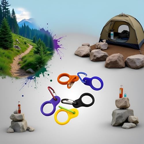 6 Pcs Silicone Water Bottle Holders with Carabiner Clips for Hiking