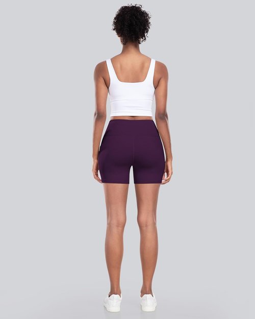 CHRLEISURE Women's High Waisted Biker Yoga Shorts - 5 Inch Tummy Control with Pocket