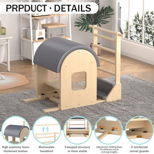 Wooden Pilates Ladder Barrel - Spine Corrector Machine Gray Large