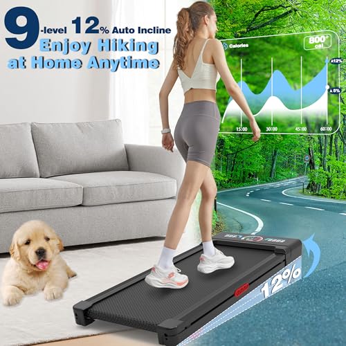 Under Desk Treadmill with 12% Auto Incline, 450 lb Capacity, Bluetooth Speaker