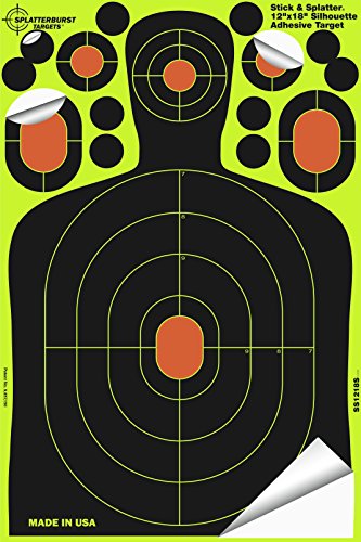 50 Pack Splatterburst Targets - 12x18 Inch Fluorescent Self-Adhesive Shooting Targets for Guns & Airsoft