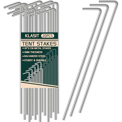Heavy Duty Metal Tent Stakes - 7.1-Inch Ground Pegs, 20-Pack - Silver